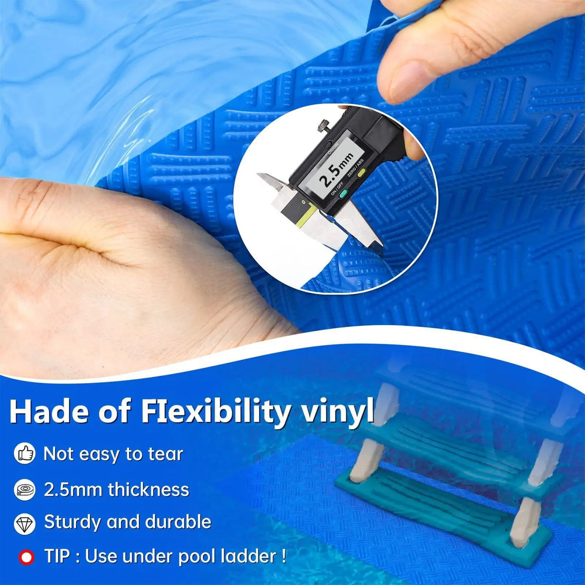 Non-Slip Pool Ladder Mat – Waterproof Anti-Slip Step Pad Pool Step Mat Axl