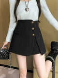 Women's Wool Blend Plaid A-Line Mini Skirt | Autumn Winter Mini Skirt Axl Black L