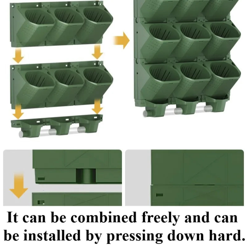 Modern Wall Planter Set with Irrigation System | Balcony Pots Wall Planter Set Axl