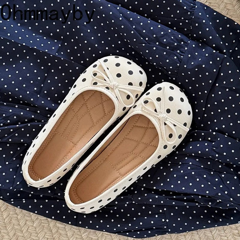 Polka Dot Mary Jane Flats – Women's Slip-On Ballet Shoes Mary Jane Flats Axl