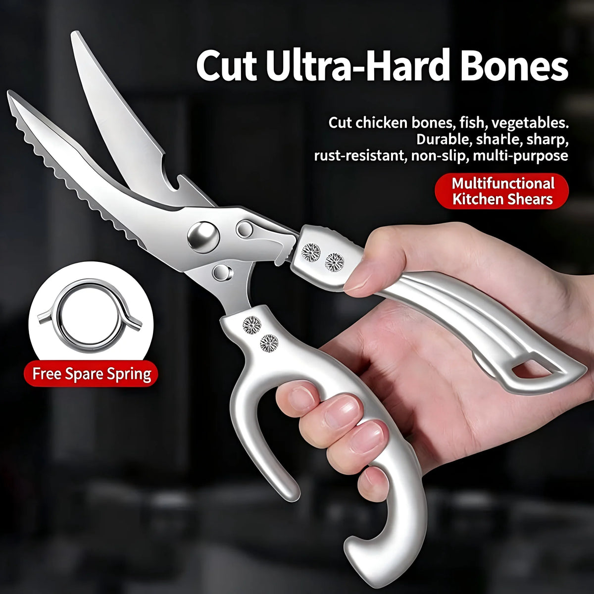 PLYS Multifunctional Kitchen Scissors – Stainless Steel Shears Kitchen Shears Axl A
