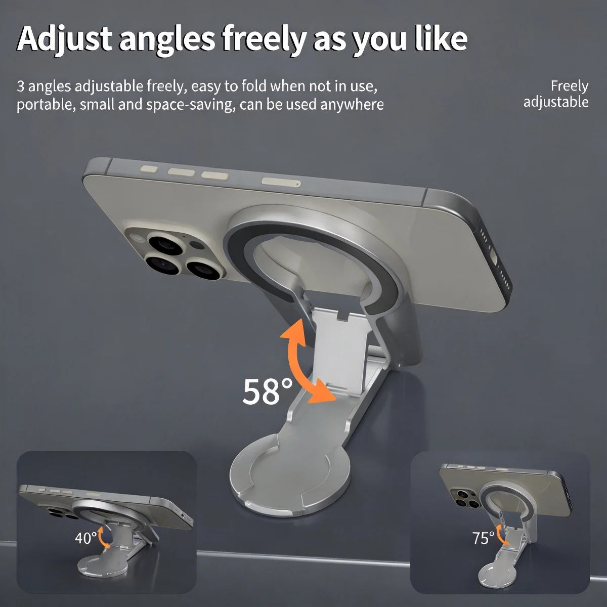 Foldable Dual Magnetic Phone Stand 360° Ring Holder for iPhone Magnetic Phone Stand Axl
