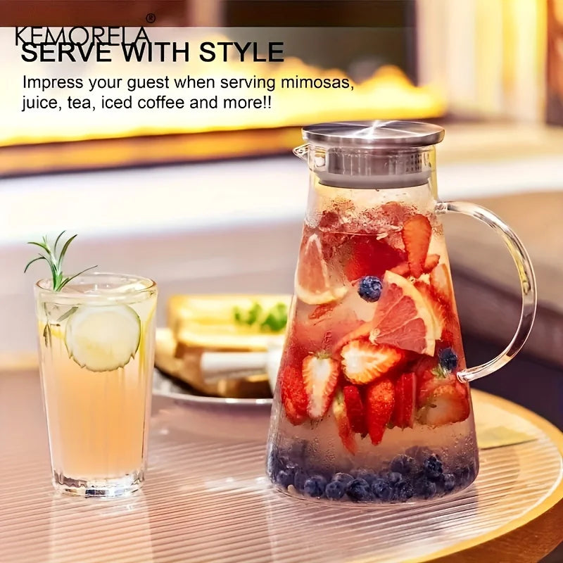 KEMORELA Large Glass Water Jug with Handle – Heat-Resistant Glass Water Jug Axl