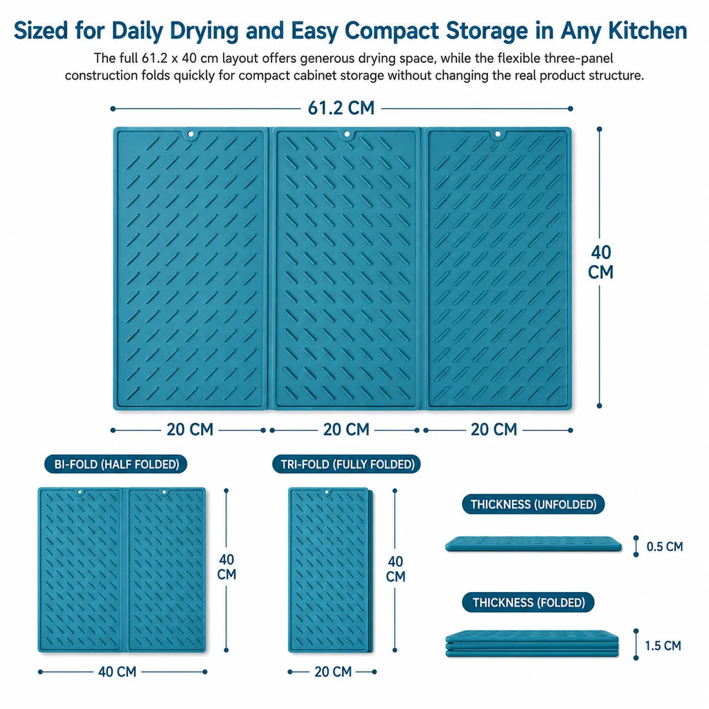 Large Foldable Silicone Dish Drying Mat – Non-Slip Kitchen Pad Kitchen Drying Mat Axl