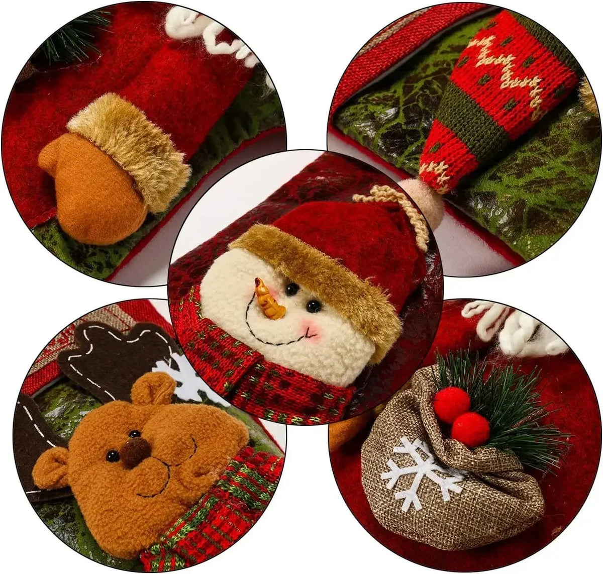 Large Christmas Stockings Set of 3 – Santa, Snowman & Reindeer Christmas Stockings Axl