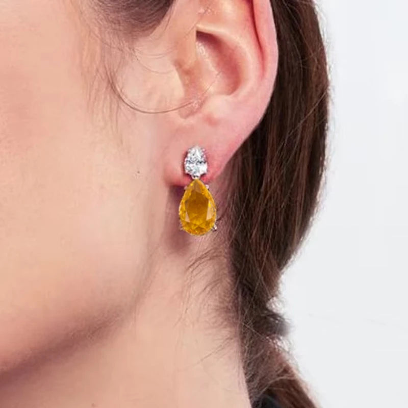 Huitan Pear CZ Dangle Earrings – Elegant Drop Earrings Women CZ Dangle Earrings Axl