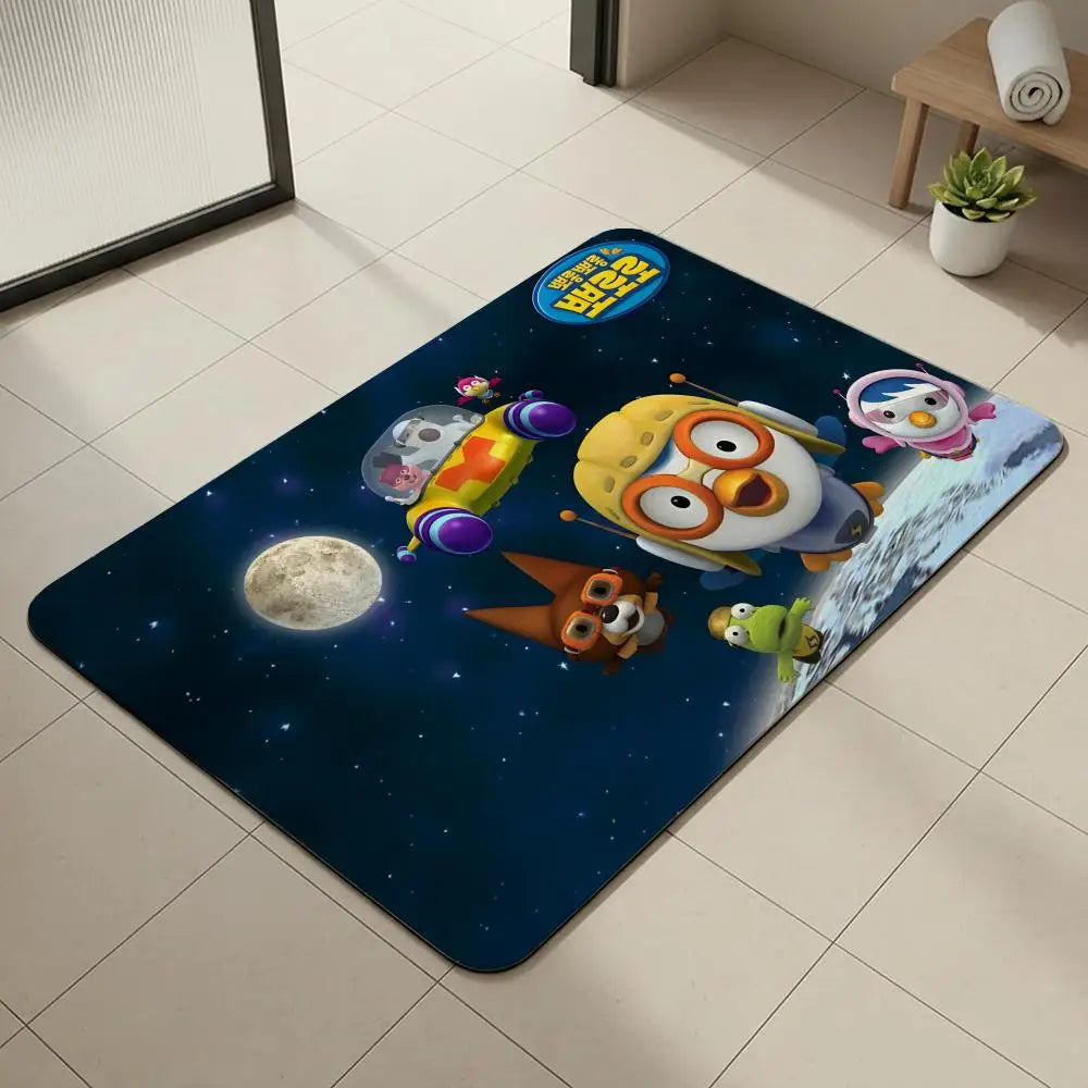 Pororo Penguin Diatomite Bath Mat – Quick Dry & Non-Slip Diatomite Bath Mat Axl White9 40x60cm