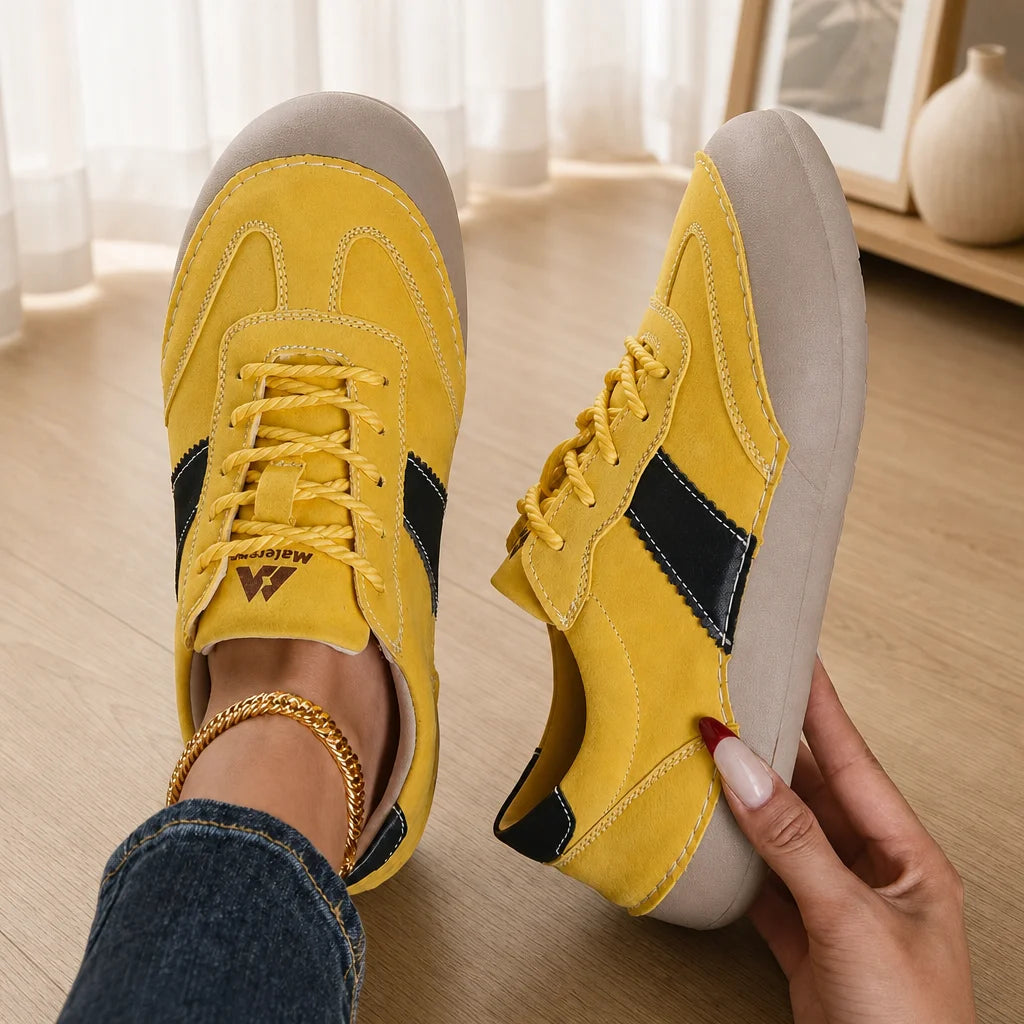 ZULIWAGN Women's Wide Toe Flat Casual Sneakers | Lace-Up Women's Flat Sneakers Axl 42 YELLOW