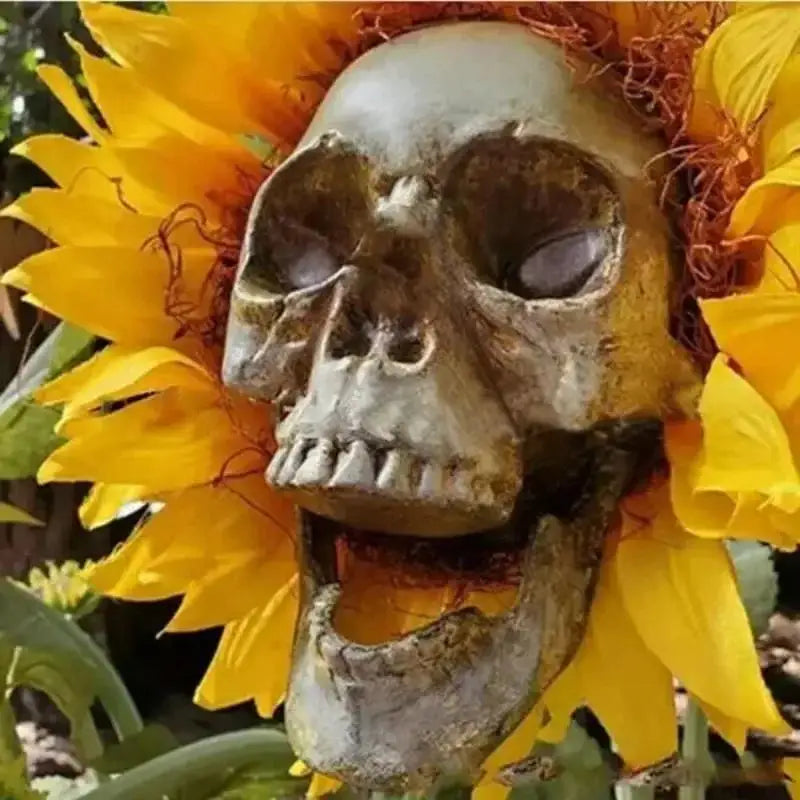 Skeleton Sunflower Halloween Garden Stake – Skull Yard Decor Halloween Garden Stake Axl