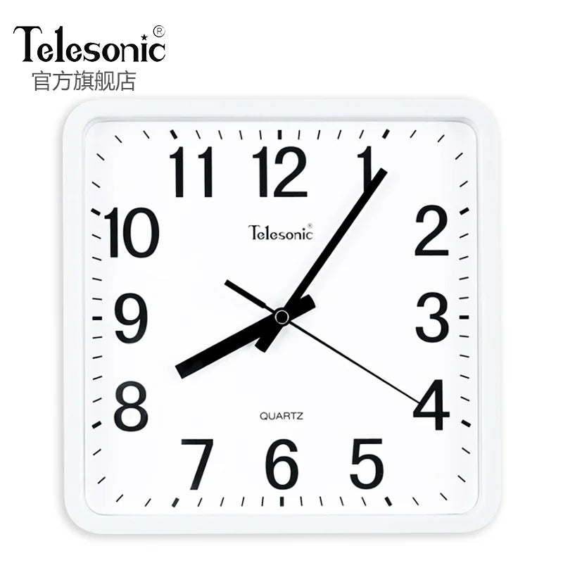Modern Square Silent Wall Clock – 14" Large Living Room Decor Silent Wall Clock Axl White 9 Inch