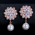 Huitan Pearl Drop Earrings – Elegant Women's Fashion Jewelry Drop Earrings Axl E5621