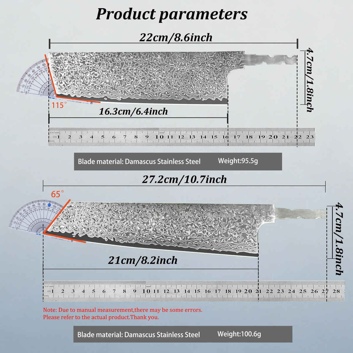 Hand Forged Damascus Steel Cleaver Blade Blank – 1 or 2 Pack Damascus Cleaver Blade Axl