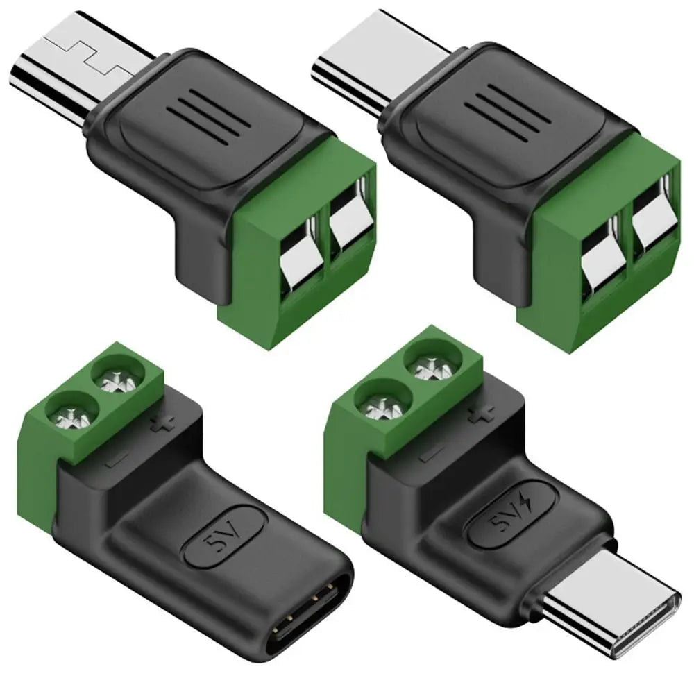 USB-C to 2-Pin Screw Terminal Adapter | 5V 3A Solderless Plug USB Terminal Adapter Axl