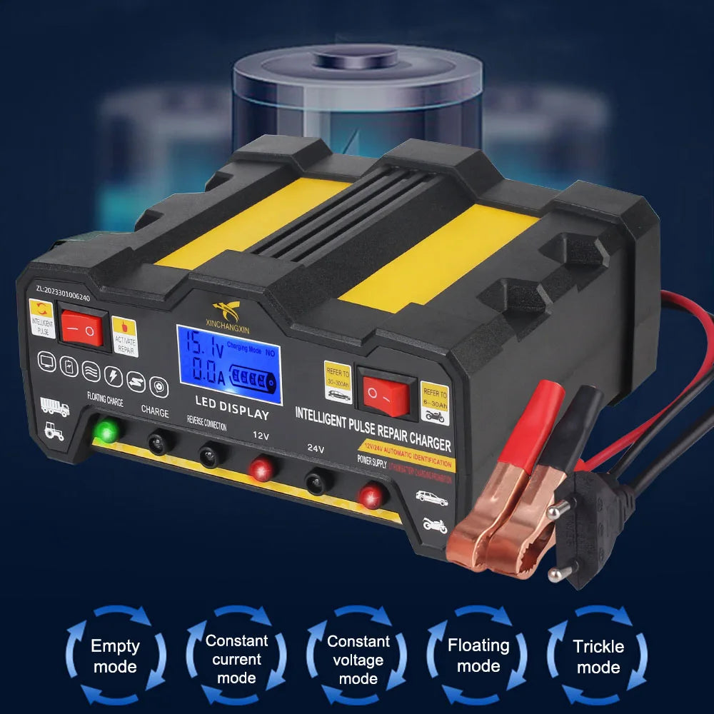 300AH Pulse Repair Car Battery Charger – LCD 12V/24V Auto Battery Charger Axl