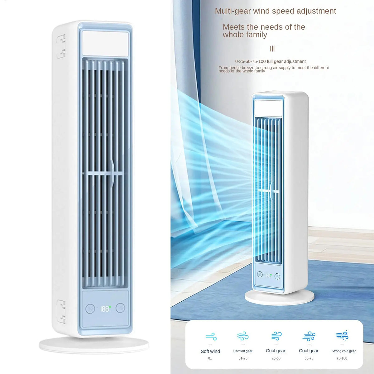 Tower Fan with Remote & LED Display – 4-Speed Portable Tower Fan Axl Default Title