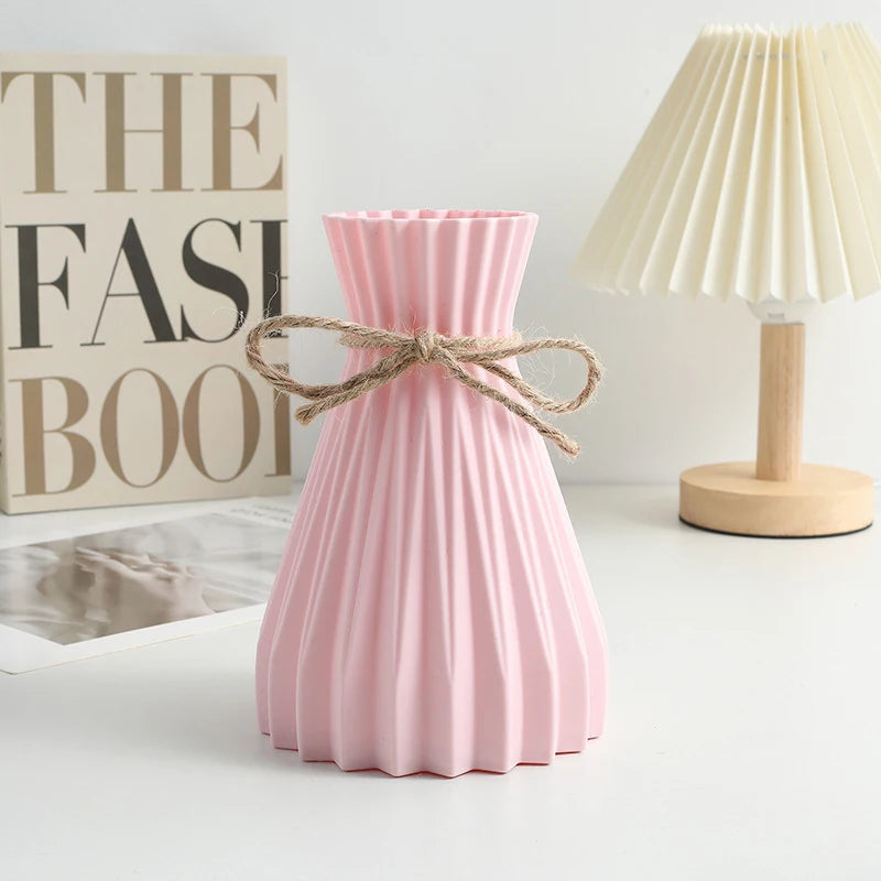Water Ripple Nordic Plastic Vase – Modern Home Decor Flower Pot Decorative Vase Axl