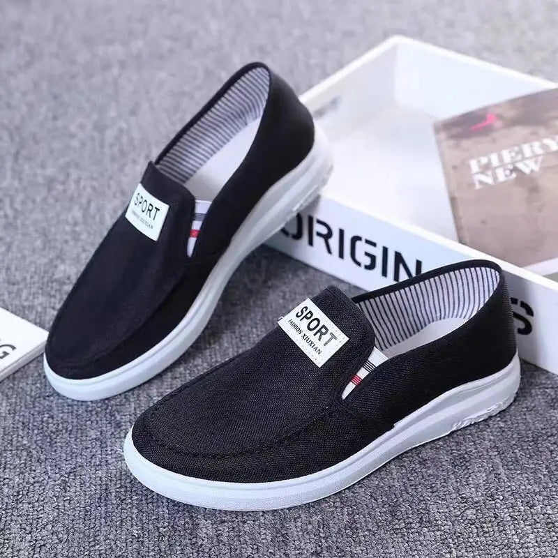 Men's Slip-On Canvas Sneakers – Breathable Casual Loafers Canvas Slip-On Sneakers Axl black 41