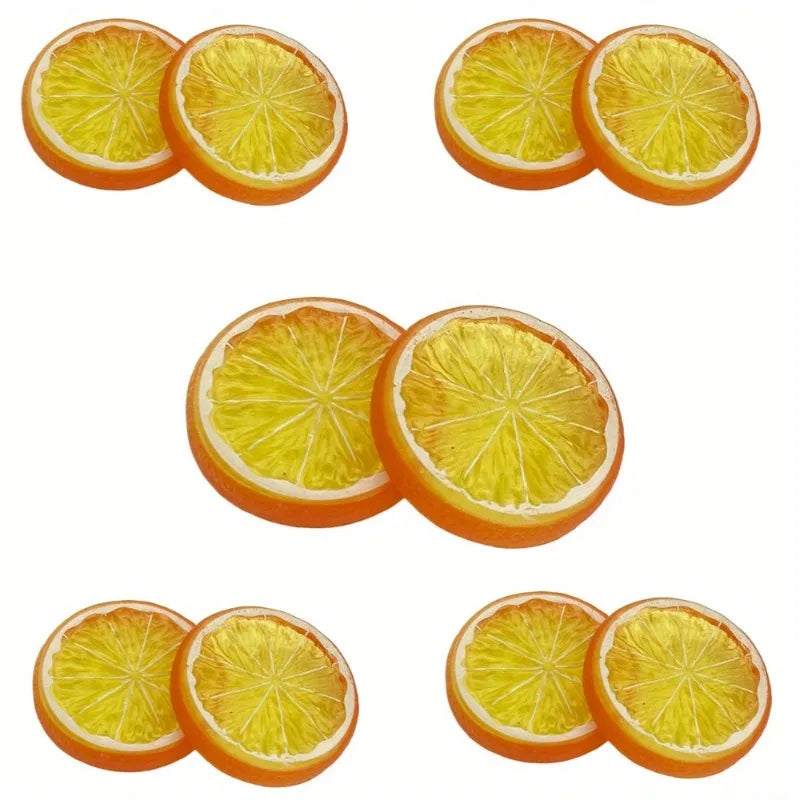 10 Pcs Artificial Lemon Slices – Fake Fruit Décor & Photo Props Artificial Fruit Decor Axl Orange 10pcs