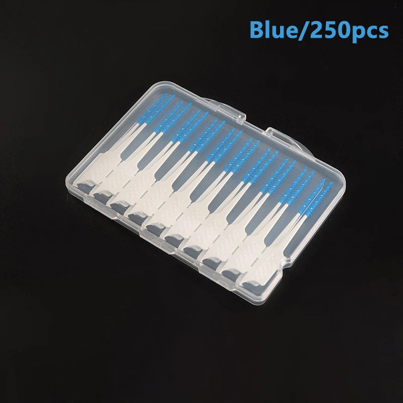 Silicone Interdental Brushes – Soft Teeth Cleaner (20–300 Pcs) Interdental Brush Axl 250PcsBlue
