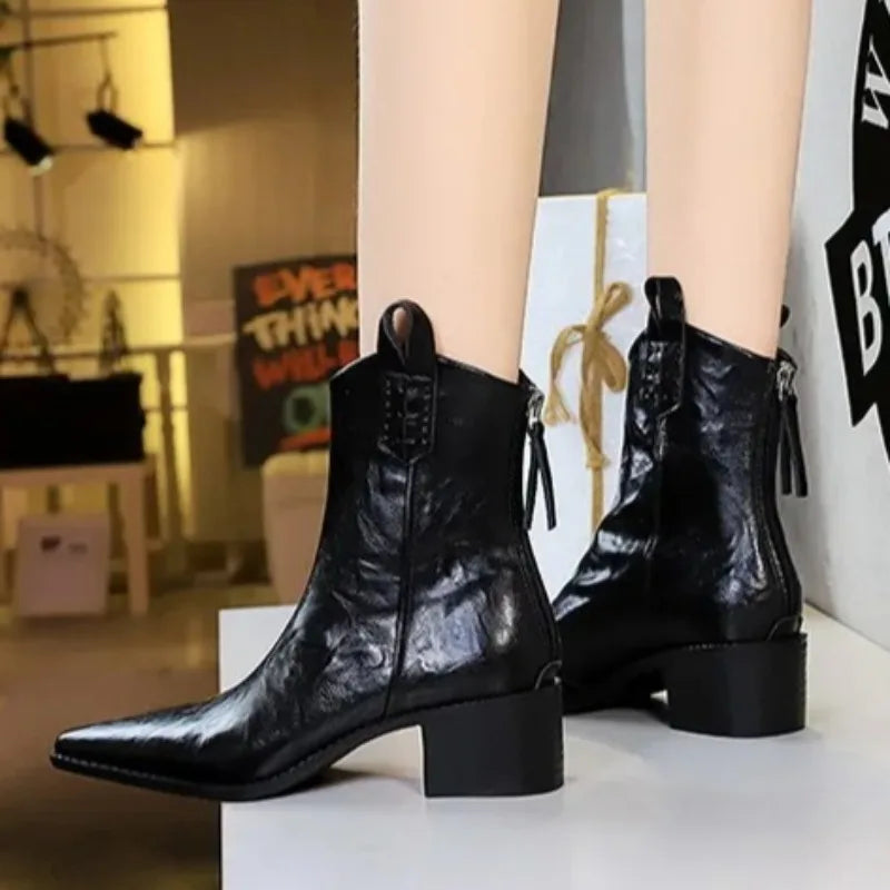 Women's Pointed Toe Chelsea Ankle Boots High Heel Zip Chelsea Ankle Boots Axl