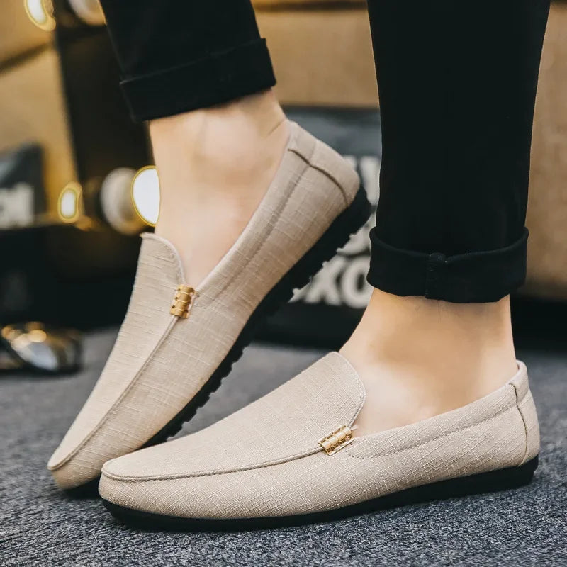 Men's Slip-On Loafers – Soft Sole Casual Flat Shoes Men's Loafers Axl Beige 43