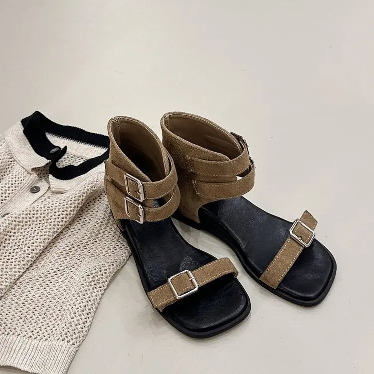 Women's Wedge Platform Sandals – Open Toe Ankle Buckle Heels Wedge Platform Sandals Axl Khaki 39