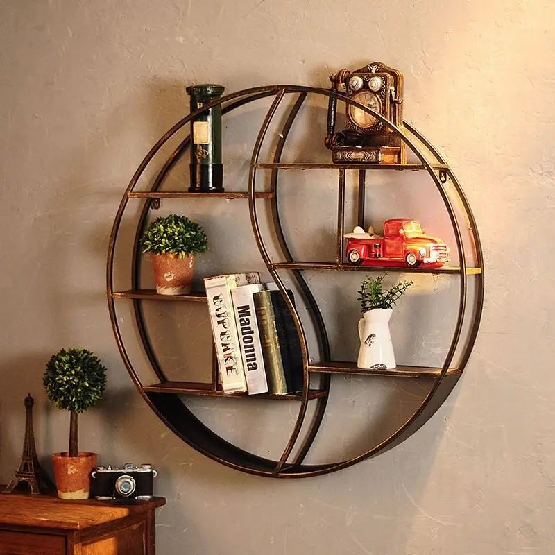 Retro Round 3-Tier Wall Storage Rack – Iron Display Shelf Wall Storage Rack Axl