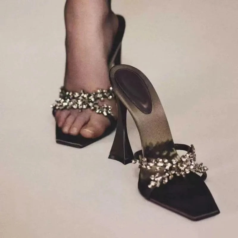 Women's Rhinestone High Heel Slippers – Glamour Party Sandals High Heel Sandals Axl