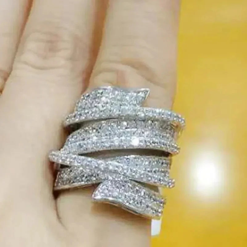 Huitan Wide CZ Statement Ring – Luxury Pavé Party Jewelry Statement Ring Axl