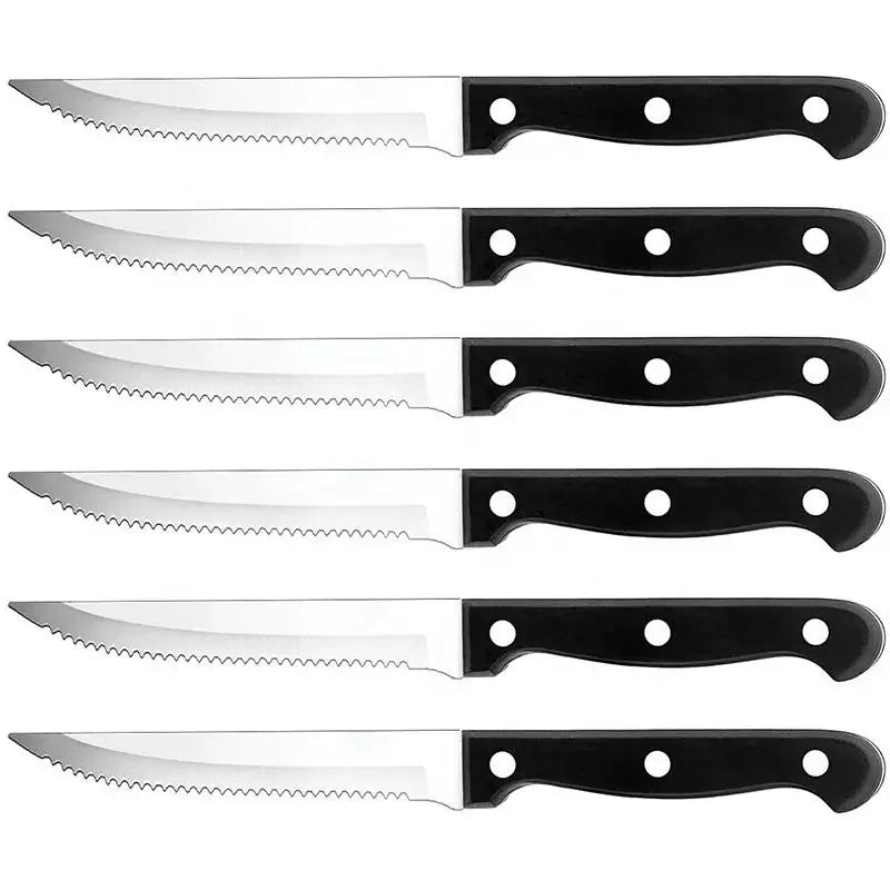 Serrated Stainless Steel Steak Knives Set – 6 or 12 Pcs Steak Knife Set Axl
