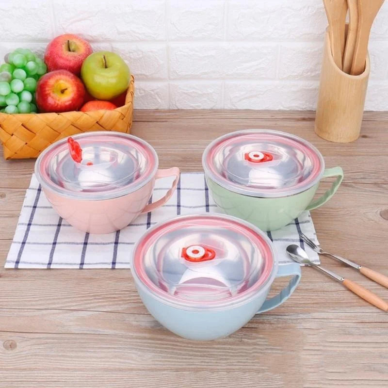 Stainless Steel Bowl with Handle – Anti-Scald Noodle Bowl Noodle Bowl Axl