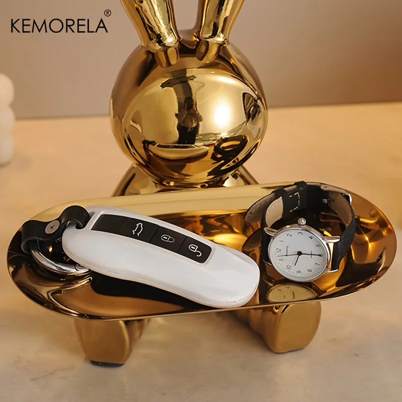 KEMORELA Ceramic Rabbit Key Storage Figurine | Home Decor Decorative Figurine Axl