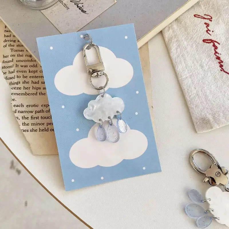Cute Cloud Raindrop Keychain – Phone Lanyard & Bag Charm Novelty Keychain Axl