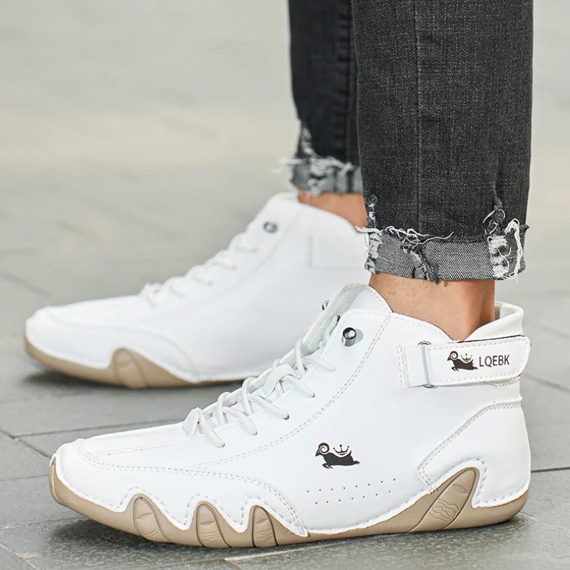 AZGB Unisex Leather Casual Sneakers – Cushioned Walking Shoes Casual Leather Sneakers Axl