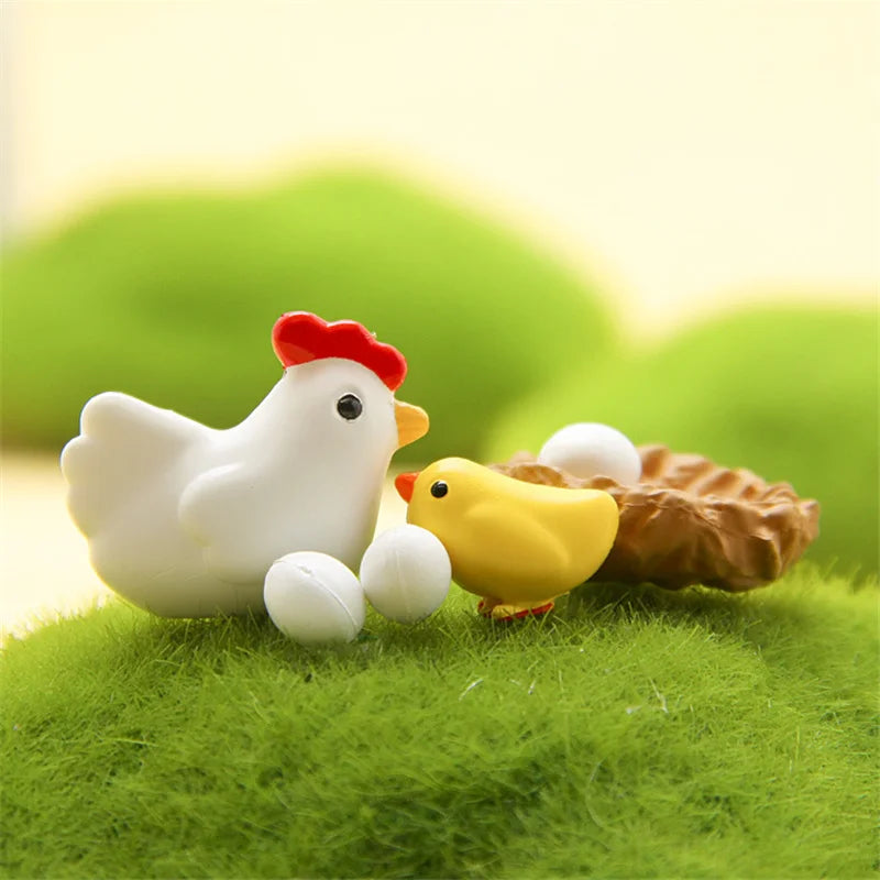 10-Piece Miniature Hen Chick Egg Nest Figurine Set | 1:12 Scale Miniature Figurine Set Axl Style1