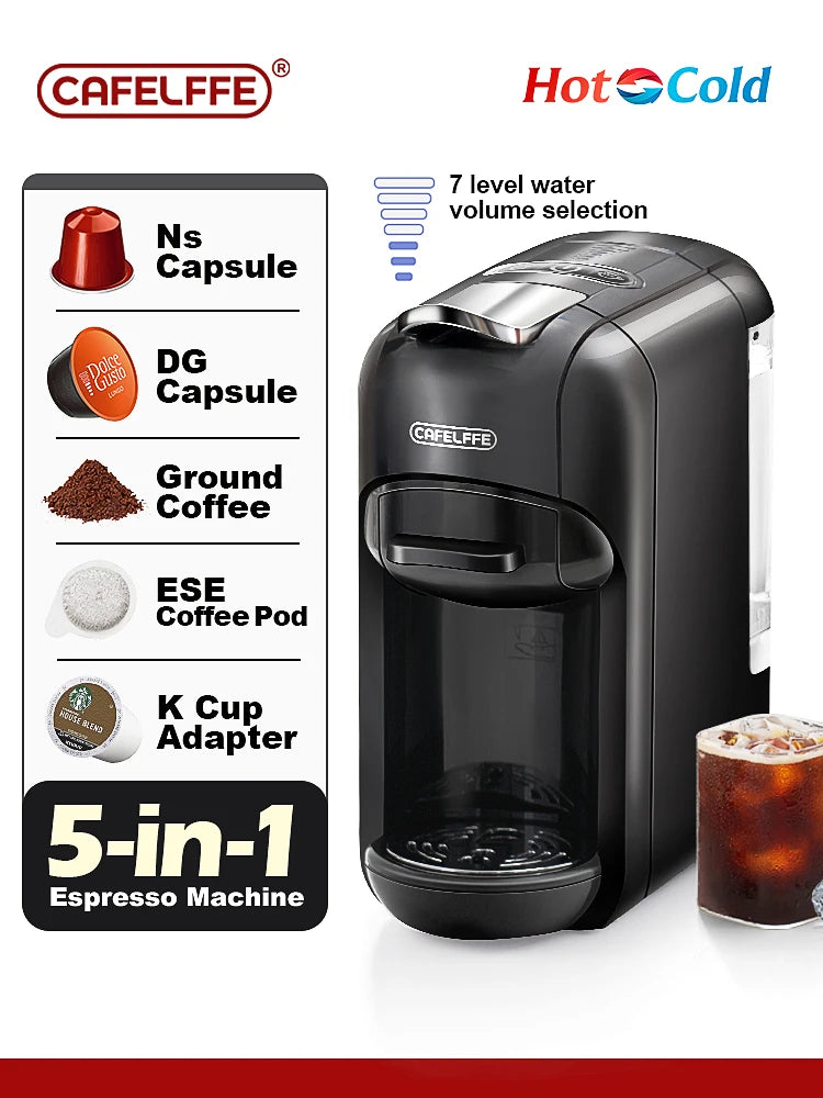 Cafelffe 5-in-1 Capsule Coffee Machine 19 Bar Hot & Cold Capsule Coffee Machine Axl