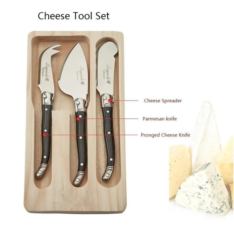 3-Piece Laguiole Style Cheese Knife Set – Butter Spreader & Slicer Cheese Knife Set Axl