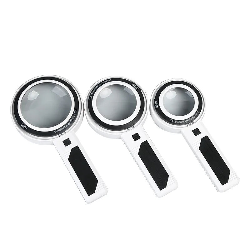 Illuminated Double Layer Lens Handheld Magnifying Glass Illuminated Magnifying Glass Axl