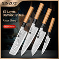 XINZUO 4-Piece 67-Layer Damascus Steel Knife Set | Olive Wood Damascus Knife Set Axl China Mainland