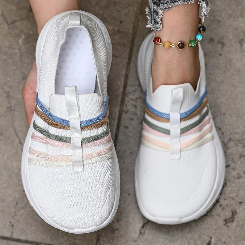 Women's Pastel Slip-On Platform Sneakers – Breathable Mesh Platform Sneakers Axl