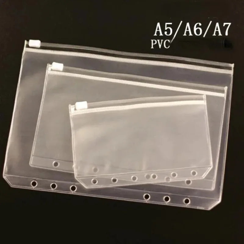 10-Pack PVC Zipper Binder Pockets A5 A6 A7 Cash Envelope Organizer Binder Zipper Pockets Axl