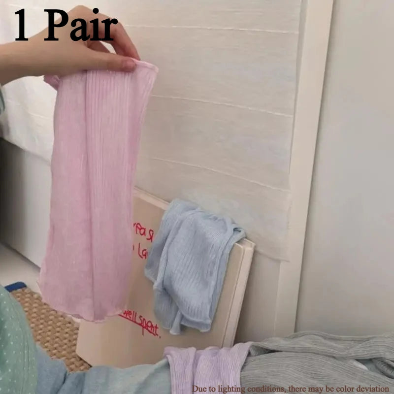 Women's Thin Breathable Mid-Tube Socks | Japanese Style Leg Warmers Leg Warmer Socks Axl Pink-1pcs