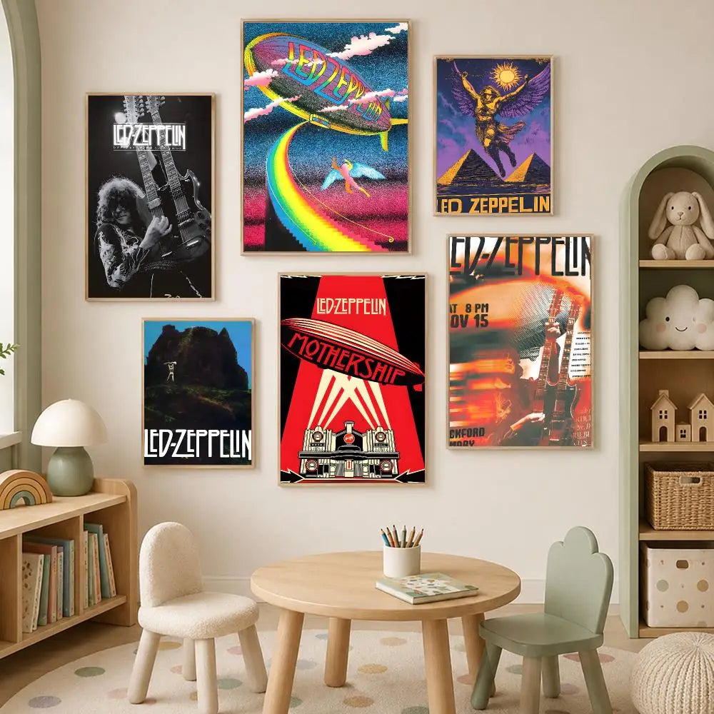 Led Zeppelin Self-Stick HD Wall Poster – Waterproof Room Decor Music Wall Poster Axl