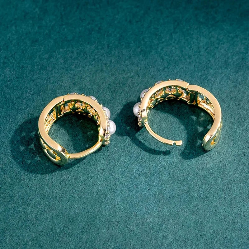 Huitan Imitation Pearl Hoop Earrings – Dainty Fashion Jewelry Hoop Earrings Axl