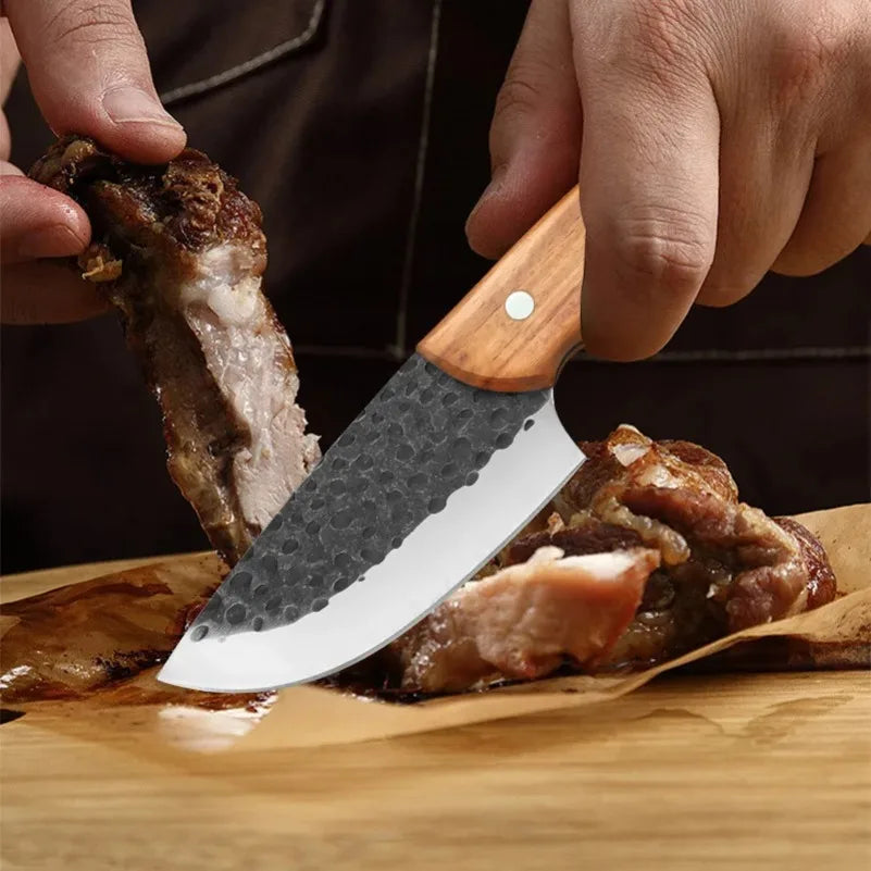 InLeung Forged Stainless Steel Boning Knife – Wood Handle Boning Kitchen Knife Axl