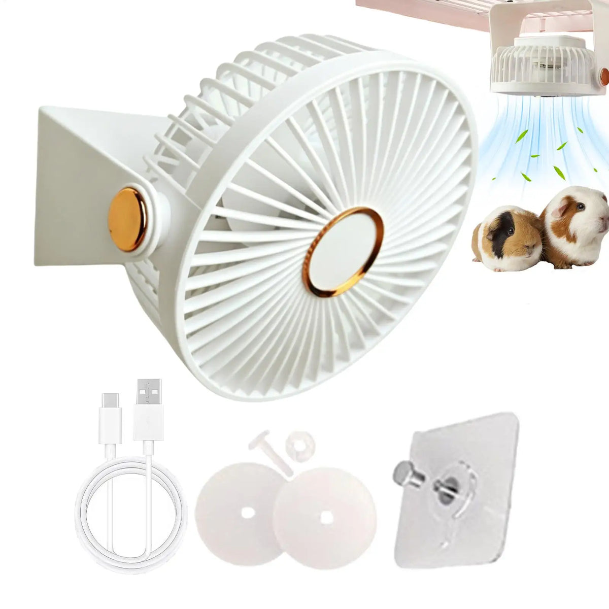USB Pet Cage Fan – Clip-On Cooling for Small Animals Pet Cage Fan Axl