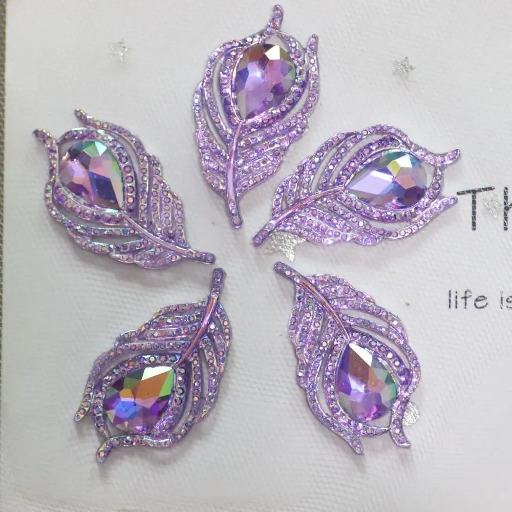 20PCS Resin Peacock Feather Leaf Rhinestones | DIY Craft Gems Craft Rhinestones Axl