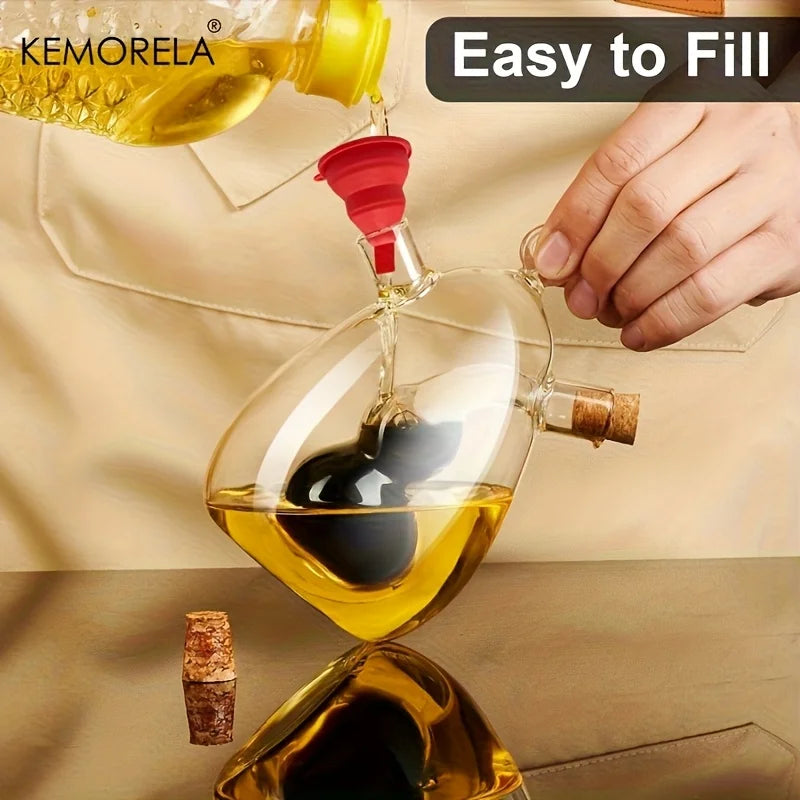 KEMORELA 2-in-1 Glass Oil & Vinegar Dispenser Bottle 350ml Oil & Vinegar Dispenser Axl