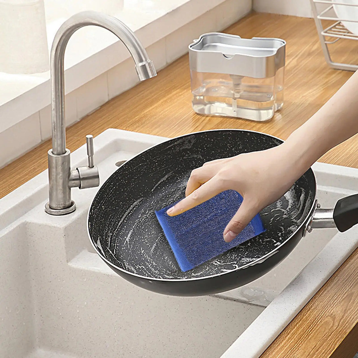 6-Pack Wire Dishwashing Scrubber – Non-Scratch Scrub Sponge Dishwashing Scrubber Set Axl
