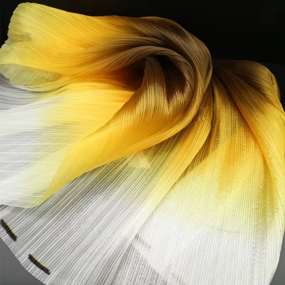 Gradient Pleated Organza Mesh Fabric – DIY Wedding Decor Organza Mesh Fabric Axl Yellow